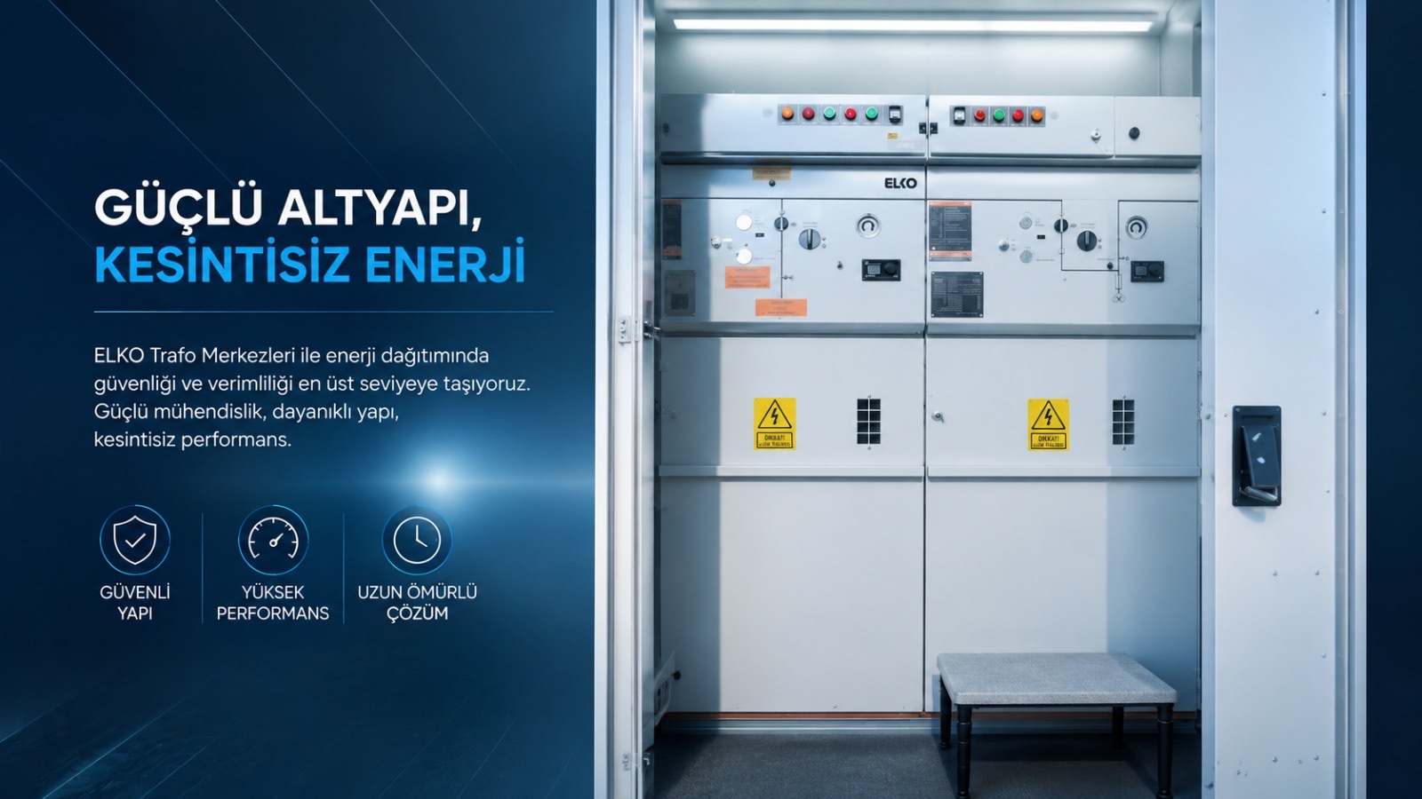 Orta gerilim hücrelerinin bulunduğu pano odası